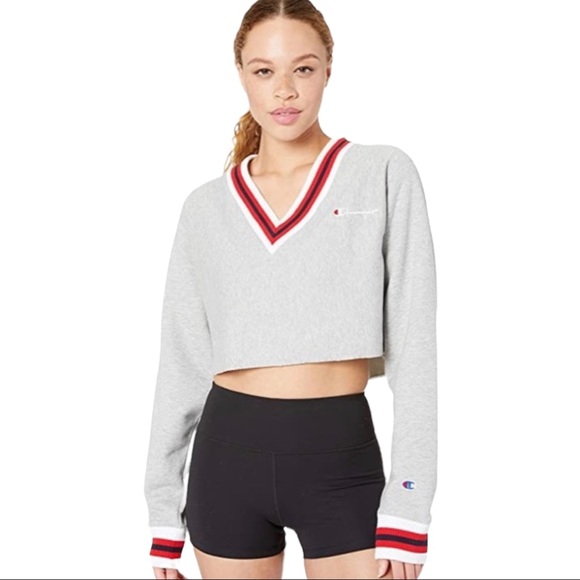 Champion | Tops | Champion Reverse Weave Cropped Vneck Sweatshirt | Poshmark